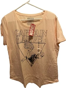 Captain Marvel Women’s Graphic Tee Sz L Pink - Picture 1 of 4