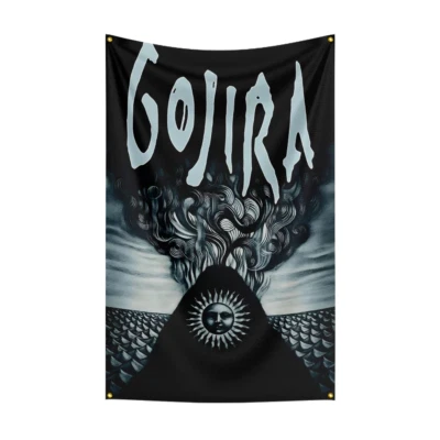Gojira Godzilla Heavy Metal Band Flag Banner Wall Art Tapestry + Brass Grommets - Image 1 of 4