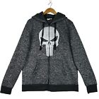 Marvel Mens Hoodie Jacket Sz XL Gray The Punisher Skull Fleece Lined Full Zip