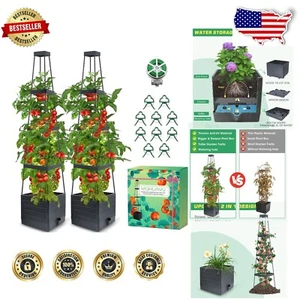 2-Pack Self-Watering Raised Garden Bed Planter Box with Trellis - 57" Green - Picture 1 of 9