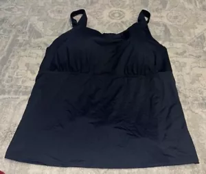Lands End Womens Black Plus Sz 22W DD Tankini SWIM TOP Built In Wire Bra - Picture 1 of 6