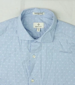 GANT American Cotton Shirt Mens Size M Medium 15 3/4 40 Slim Textured Geometric - Imagen 1 de 14