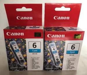Canon BCI-6C Set Of 2 Cyan Ink Cartridges **Genuine Sealed Boxes** “NEW” - Picture 1 of 5