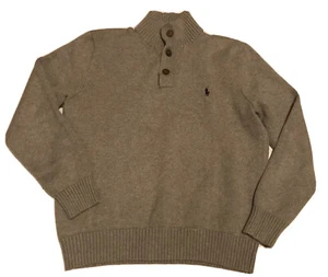Suéter Para Hombres POLO por Ralph Lauren 1/4 Abotonado Pullover Gris 100% Algodón Talla L - Imagen 1 de 6