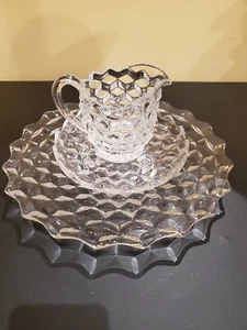 Vintage Fostoria Crystal (Lot of 3) 12" Serving platter 7" footed plate & 4" cup - Picture 1 of 12
