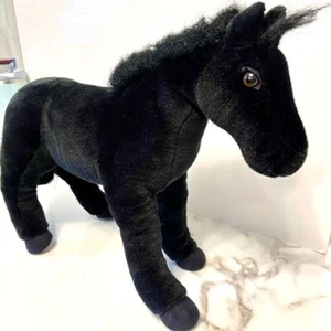 BREYER Der schwarze Hengst großes schwarzes Plüschpferd realistisch gelenkig beweglich - Bild 1 von 12