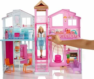 MATTEL Barbie 3 Story Townhouse, with Pop-Up Umbrella Dly32 ''Spare Parts''