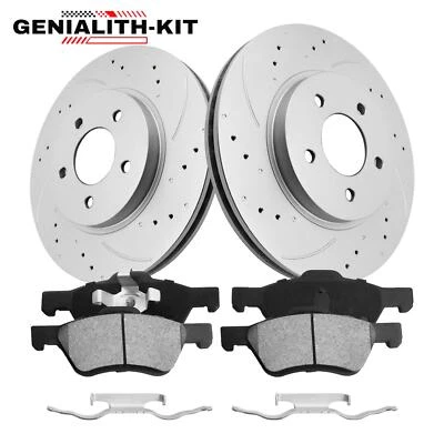 Front Drilled Rotors Ceramic Brake Pads for 2005-2008 Ford Escape Mazda Tribute - Image 1 of 4