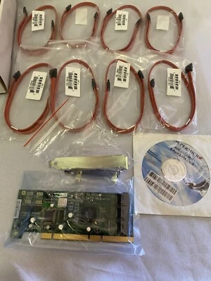 SUPERMICRO AOC-SAT2-MV8 8-PORT SATA CARD w SATA CABLES AND DRIVER CD Low Profile - Image 1 of 4