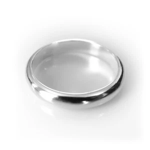 Anillo de alianza de boda de plata de ley maciza de 3 mm en forma de D - Imagen 1 de 1