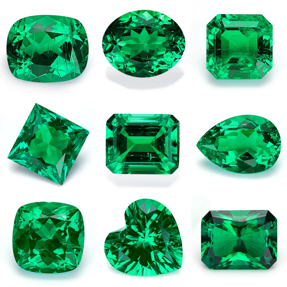 AGL Lab-Grown Colombian Emerald Emerald Cut Hand-Cut Ethical Gemstone Free Ship - Image 1 of 4