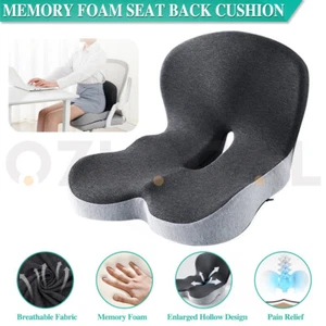 Memory Foam Seat Back Cushion Ergonomic Back and Lumbar Support Sciatica Relief - Picture 1 of 15