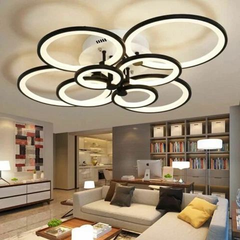 8 Heads Modern Ceiling Light Dimmable Chandelier LED Pendant Lamp Fixture+Remote Cover