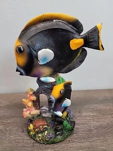 Tropical Tang Fish On Ruins Resin Aquarium Figurine For Fish Tank 6"x4.5" - Picture 1 of 8