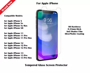 Für Apple iPhone 13 12 11 Pro Max XR X XS Hartglas Displayschutzfolie - Bild 1 von 42