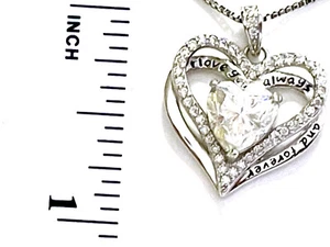2ct Diamond Heart Necklace White Gold Silver Heart Diamond Jewelry Love you gift - Picture 1 of 12