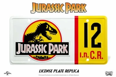 DOCTOR COLLECTOR Jurassic Park Replik 1/1 Dennis Nedry Nummernschild Jeep Schild Movie Prop