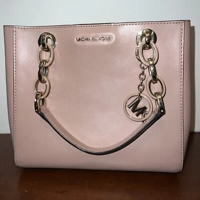 Michael Kors Small Satchel Bag Pink & Gold Purse Handbag - Image 1 of 4