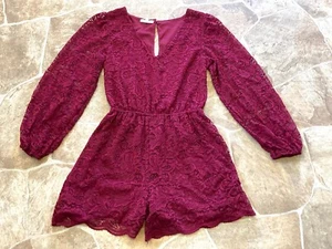 Maurices Womens Cranberry Lace Lined Romper SZ XS - Picture 1 of 13