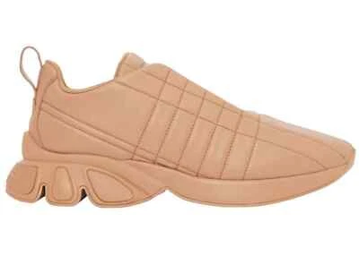 Auténticas Nuevas Tenis BURBERRY Beige Para Mujer Acolchadas Cuero a Cuadros Parte Superior Baja 9.5 Foto 1 de 4