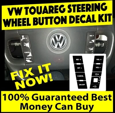 Juego de calcomanías negras mate para volante Volkswagen Touareg 2004-2009. Foto 1 de 2