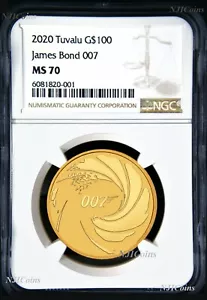 2020 James Bond 007 $100 1oz .9999 GOLD BULLION COIN NGC MS70 Brown Label - Picture 1 of 2