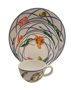 Lynn Chase Jardín Des Tulipes Plato de Cena Plato de Ensalada Plato de Pan y Taza - Imagen 1 de 10