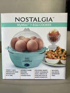 New Nostalgia MyMini Premium 350-Watt 7-Egg Cooker Teal - Picture 1 of 2