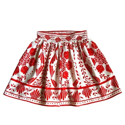 Haute Hippie Women's Linen Blend Skirt Size Small Coral Floral Knee Length Boho - Image 1 of 4