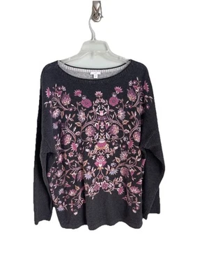 Suéter J Jill Gris Floral Encantado Cottage Core Boho Talla 2X Plus Foto 1 de 4