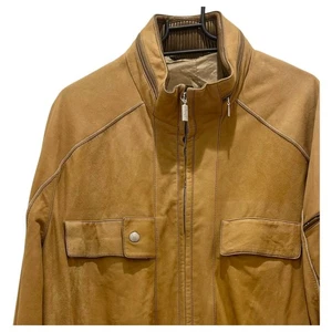 Brioni braune Wildleder Lammleder Frontreißverschluss Jacke Größe L/XL F/S - Bild 1 von 9