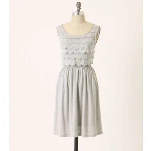 DELETTA Anthropologie Kleid L silber metallic Stretch Strick gewellt Stufen - Bild 1 von 4