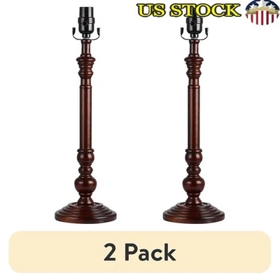 19" Wood Candlestick Table Lamp Base 2 Pack Transitional Design Office Dorm New - Image 1 of 4