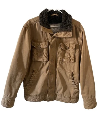 Vtg Aeropostale Jacket Mens Khaki Sherpa Lined Adirondack Coat Y2K Distressed S - Image 1 of 4