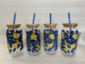 Juego de 4 vasos Becky G & Alejandra 20 onzas acrílico con forma de lata limón y azul - Imagen 1 de 13