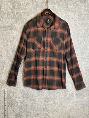 Volcom Red and Black Modern Fit Plaid Flannel Button Up Shirt Men’s Size Large - Image 1 of 4