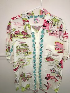 MENS JAMS WORLD WHITE PINK FLORIDA RAYON HAWAIIAN ISLAND ALOHA SHIRT SIZE XL 50" - Picture 1 of 4