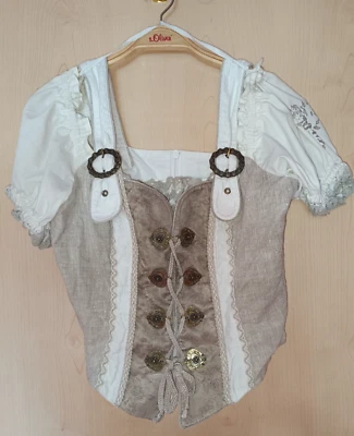 Country Line Mieder Corsage Trachtenmode Trachtenbluse Gr. 40 Beige Weiß NEU - Bild 1 von 4