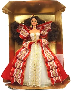 VTG Barbie Happy Holidays Doll Special Edition 1997 Brunette Red/Gold Dress - Picture 1 of 6