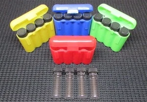 16 Glas 1 Unze Gold Fläschchen 4 Tragetasche Aufbewahrung Verschwenken Bergbau Prospektion Bagger - Bild 1 von 4