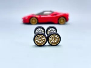 R542 Vernice Personalizzata Hotwheels 1/64 Real Rider# 10 Raggi CE28 Oro Lunghezza 10mm - Foto 1 di 5
