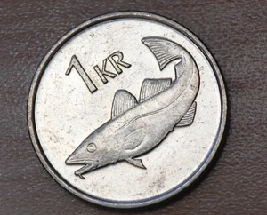 1996 Iceland 1 Krona Cod Fish - Picture 1 of 2