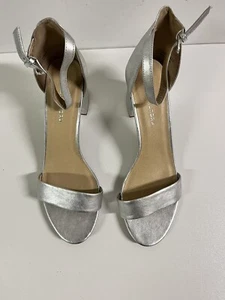 Silver Open Toe Ankle Strap Dance Or Party Shoes Women’s Size 11 - Picture 1 of 5