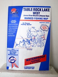 Fishing Hot Spots Waterproof Map TABLE ROCK LAKE WEST SECTION SERIES - Picture 1 of 1