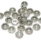 MB748 Antiqued Silver 7mm Dot & Rim Flat Rondelle Metal Alloy Beads 24pc