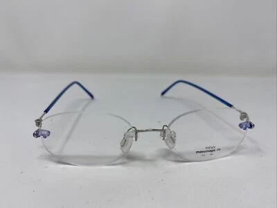 MASUNAGA EYEGLASSES FRAME A3 8 46-17-132 BLUE HALF RIM P424 - Image 1 of 4