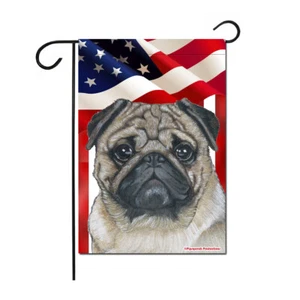 Pug Patriotic Garden Flag Double Sided 12" x 18" - Picture 1 of 1