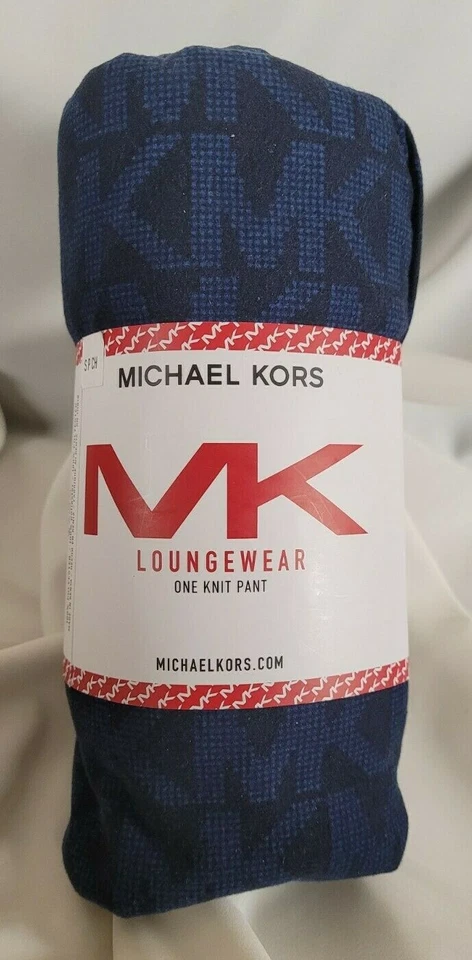 Michael Kors Men's Loungewear Knit Pant M Navy Blue W/ Gray MK Logo Ships