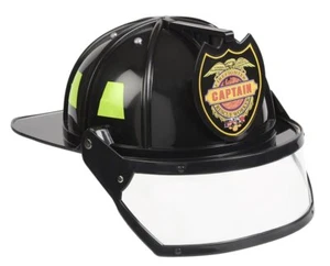 Firefighter Helmet with Movable Visor Black Adjustable Size - Picture 1 of 3