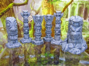 6pc Totem Pole and Tribal Statues Scatter Terrain Scenery 3D Printed Model - Picture 1 of 4